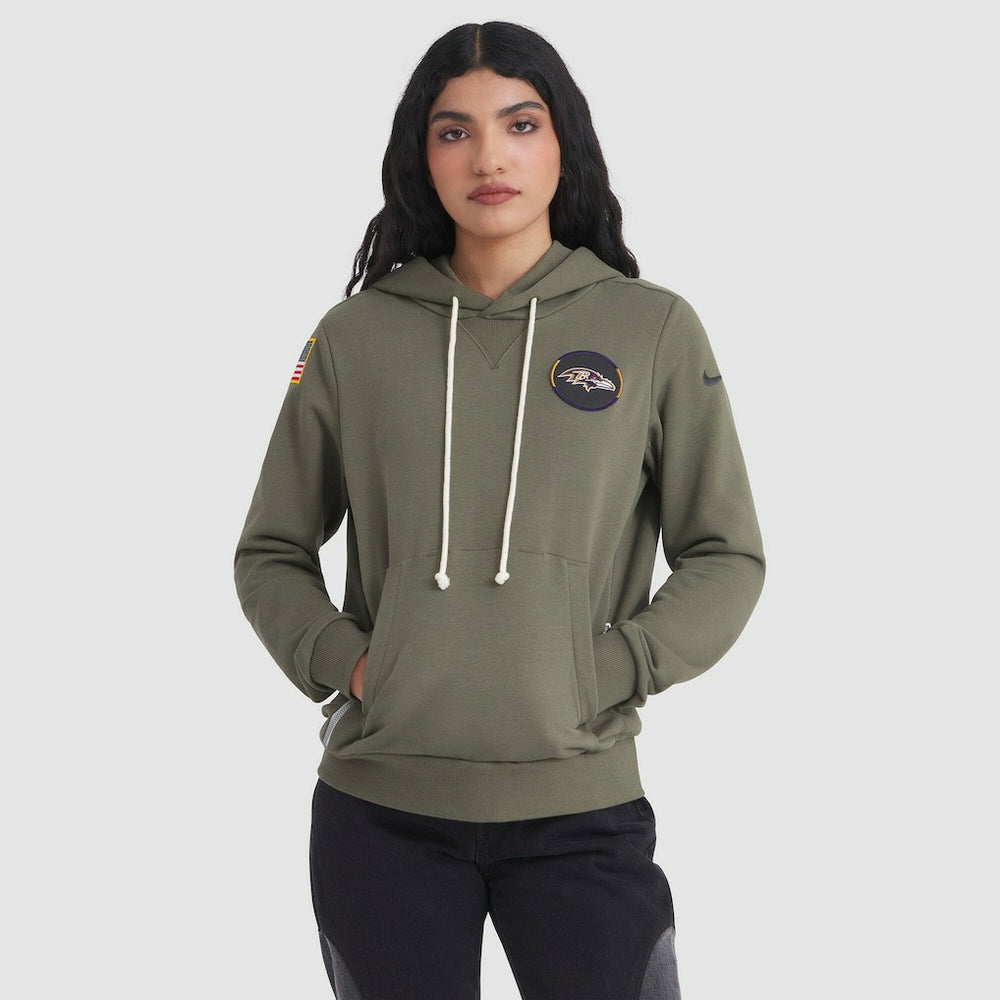 Baltimore Ravens Women's 2025 Salute to Service Sideline Standard Issue Dri-FIT Hoodie Olive