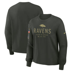 Baltimore Ravens Women's 2025 Salute to Service Sideline Dri-FIT Long Sleeve T-Shirt Dark Green