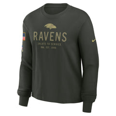 Baltimore Ravens Women's 2025 Salute to Service Sideline Dri-FIT Long Sleeve T-Shirt Dark Green