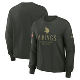 Minnesota Vikings Women's 2025 Salute to Service Sideline Dri-FIT Long Sleeve T-Shirt Dark Green