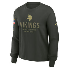 Minnesota Vikings Women's 2025 Salute to Service Sideline Dri-FIT Long Sleeve T-Shirt Dark Green