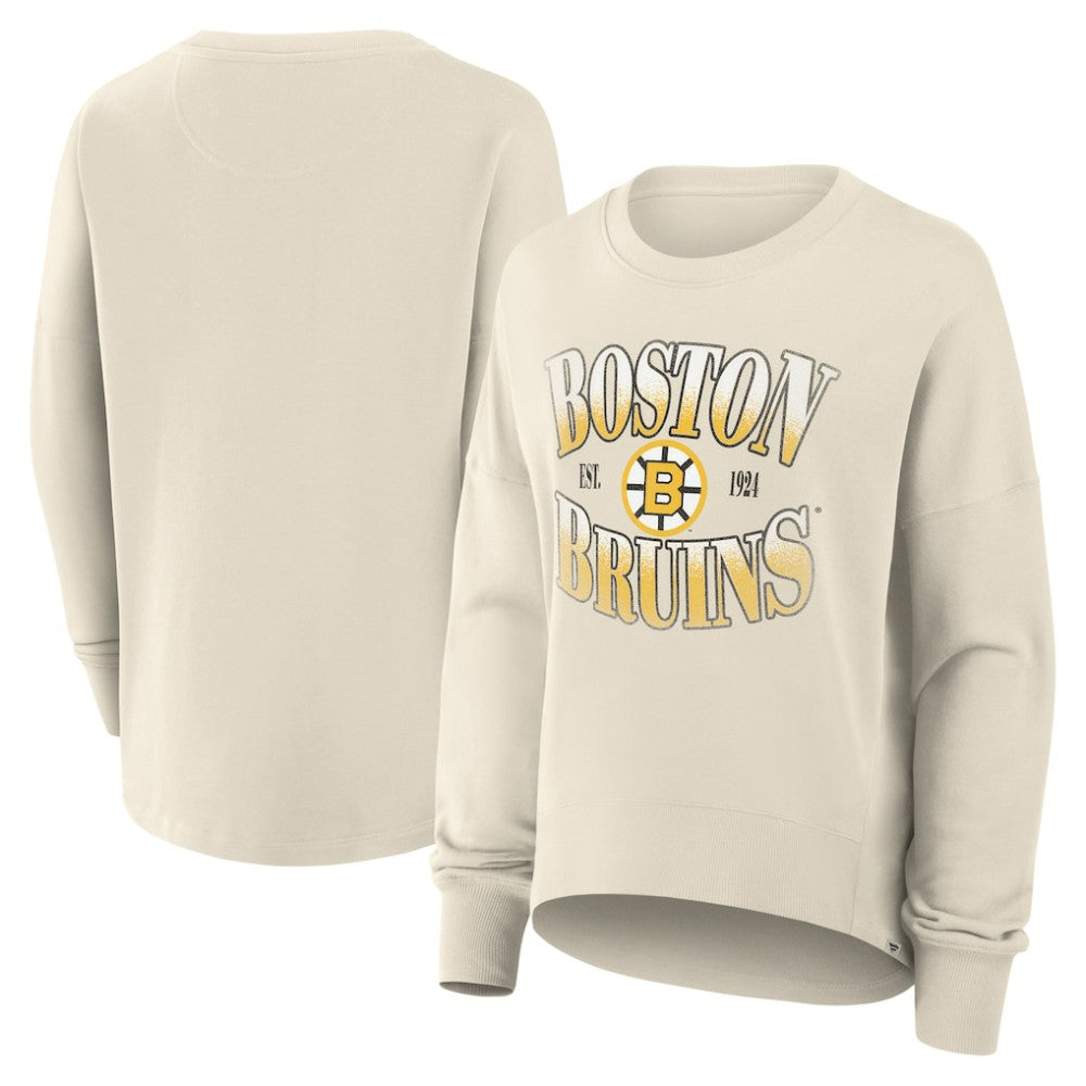 NHL Boston Bruins Fanatics Women's Oversized Vintage Slice Pullover Sweatshirt - Cream
