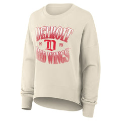 NHL Detroit Red Wings Fanatics Women's Oversized Vintage Slice Pullover Sweatshirt - Cream