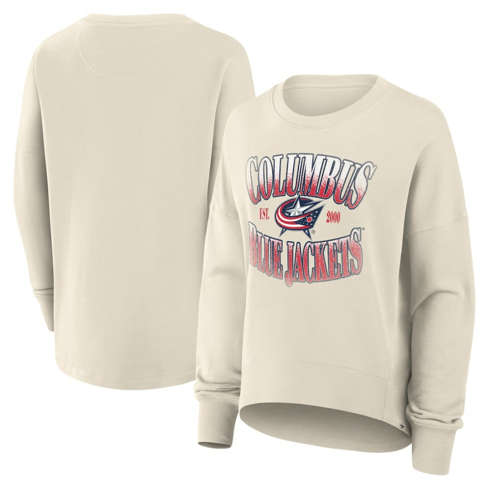 NHL Columbus Blue Jackets Fanatics Women's Oversized Slice Pullover Sweatshirt - Cream