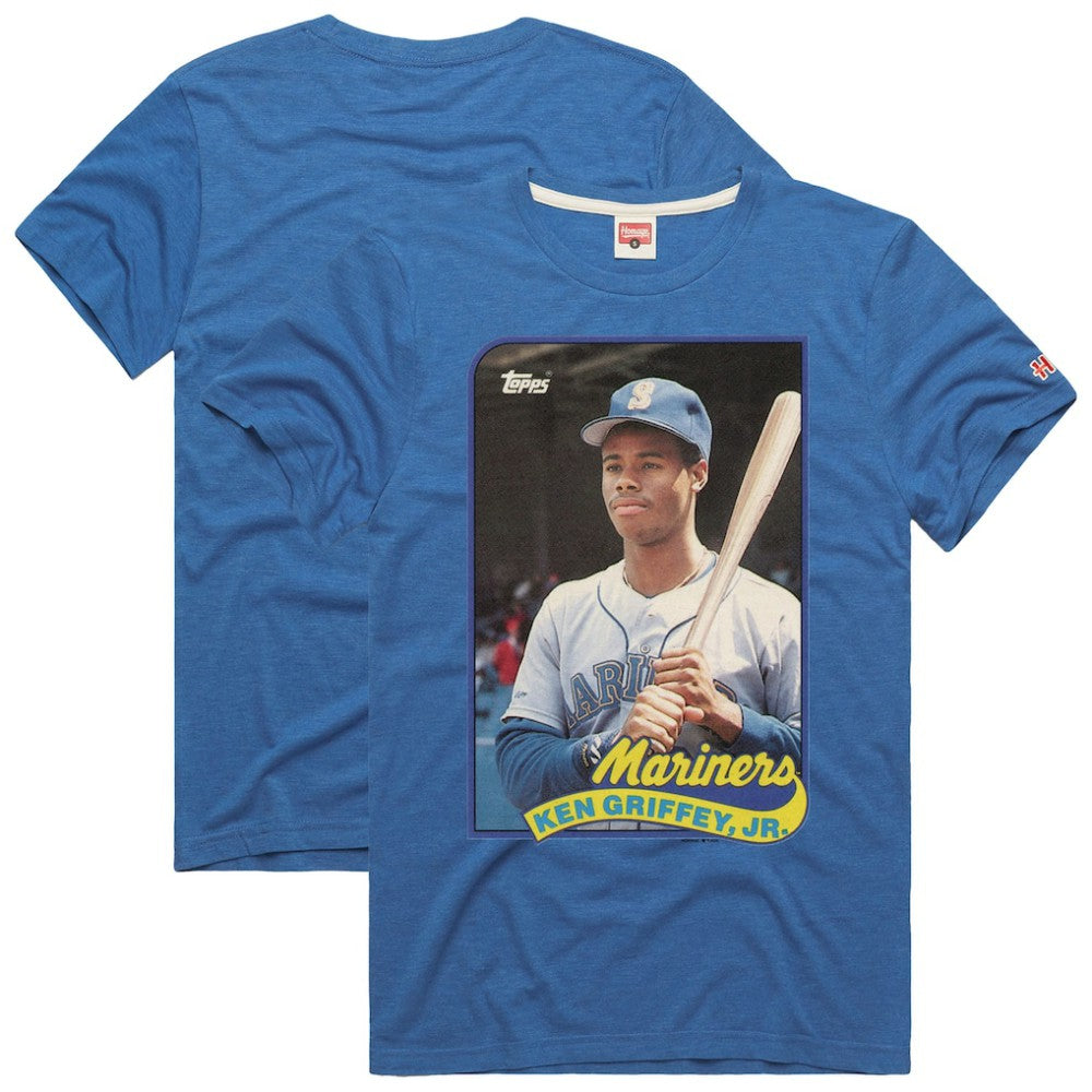 Ken Griffey Jr. Seattle Mariners Homage 1989 Topps Baseball Card Player T-Shirt - Royal T-shirts