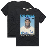 Bo Jackson Kansas City Royals Homage 1986 Topps Baseball Card Player T-Shirt - Charcoal T-shirts