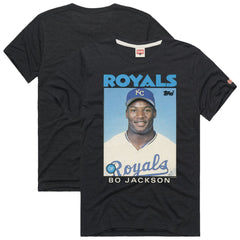 Bo Jackson Kansas City Royals Homage 1986 Topps Baseball Card Player T-Shirt - Charcoal T-shirts