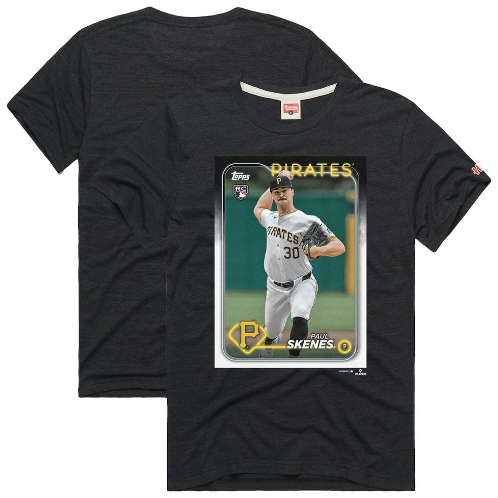 Paul Skenes Pittsburgh Pirates Homage 2024 Topps Baseball Card Player Tri-Blend T-Shirt - Charcoal T-shirts