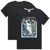 Shohei Ohtani Los Angeles Dodgers Homage 2024 Topps Baseball Card Player T-Shirt - Charcoal T-shirts