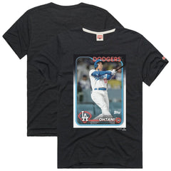 Shohei Ohtani Los Angeles Dodgers Homage 2024 Topps Baseball Card Player T-Shirt - Charcoal T-shirts