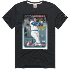 Shohei Ohtani Los Angeles Dodgers Homage 2024 Topps Baseball Card Player T-Shirt - Charcoal T-shirts