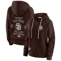 San Diego Padres WEAR by Erin Andrews Women's Vintage Full-Zip Raglan Hoodie - Brown Hoodies