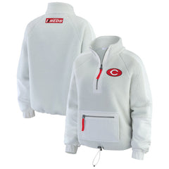 Cincinnati Reds WEAR by Erin Andrews Women's Polar Fleece Quarter-Zip Jacket - Gray Jackets