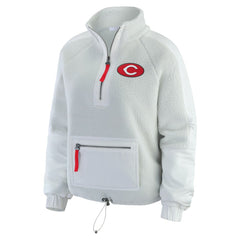 Cincinnati Reds WEAR by Erin Andrews Women's Polar Fleece Quarter-Zip Jacket - Gray Jackets
