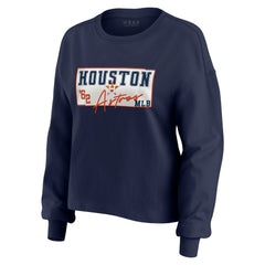 Houston Astros WEAR by Erin Andrews Women's Heavy Rugby Jersey Cropped Long Sleeve T-Shirt & Shorts Lounge Set - Navy Jerseys