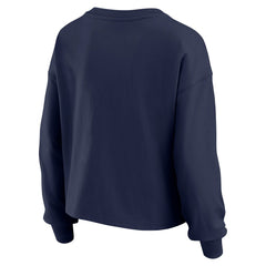Houston Astros WEAR by Erin Andrews Women's Heavy Rugby Jersey Cropped Long Sleeve T-Shirt & Shorts Lounge Set - Navy Jerseys