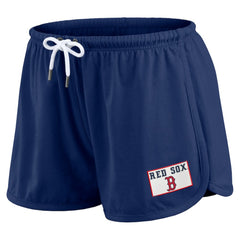 Boston Red Sox WEAR by Erin Andrews Women's Heavy Rugby Jersey Cropped Long Sleeve T-Shirt & Shorts Lounge Set - Navy Jerseys