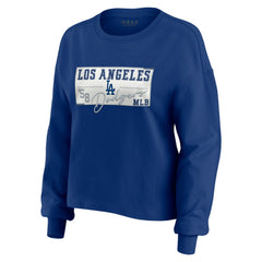 Los Angeles Dodgers WEAR by Erin Andrews Women's Heavy Rugby Jersey Cropped Long Sleeve T-Shirt & Shorts Lounge Set - Royal Jerseys