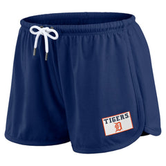 Detroit Tigers WEAR by Erin Andrews Women's Heavy Rugby Jersey Cropped Long Sleeve T-Shirt & Shorts Lounge Set - Navy Jerseys
