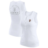 San Francisco Giants WEAR by Erin Andrews Women's Rib-Knit Henley Tank Top - White Tanks