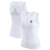 San Diego Padres WEAR by Erin Andrews Women's Rib-Knit Henley Tank Top - White Tanks