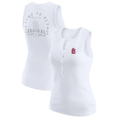 St. Louis Cardinals WEAR by Erin Andrews Women's Rib-Knit Henley Tank Top - White Tanks
