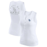 Tampa Bay Rays WEAR by Erin Andrews Women's Rib-Knit Henley Tank Top - White Tanks