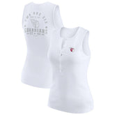 Cleveland Guardians WEAR by Erin Andrews Women's Rib-Knit Henley Tank Top - White Tanks