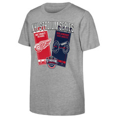 NHL Youth 2025 NHL Stadium Series Columbus Blue Jackets vs. Detroit Red Wings Matchup T-Shirt - Heather Gray