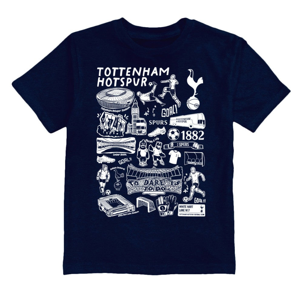 Tottenham Hotspur Vive La Fete Youth Impressions Artwork T-Shirt Navy shop