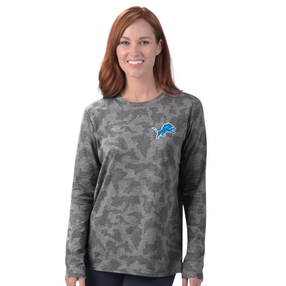 Detroit Lions MSX by Michael Strahan Women's Camo Performance Long Sleeve T-Shirt Grey