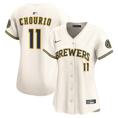 MLB Jackson Chourio Milwaukee Brewers Nike Women's Home Limited Player Jersey - Cream