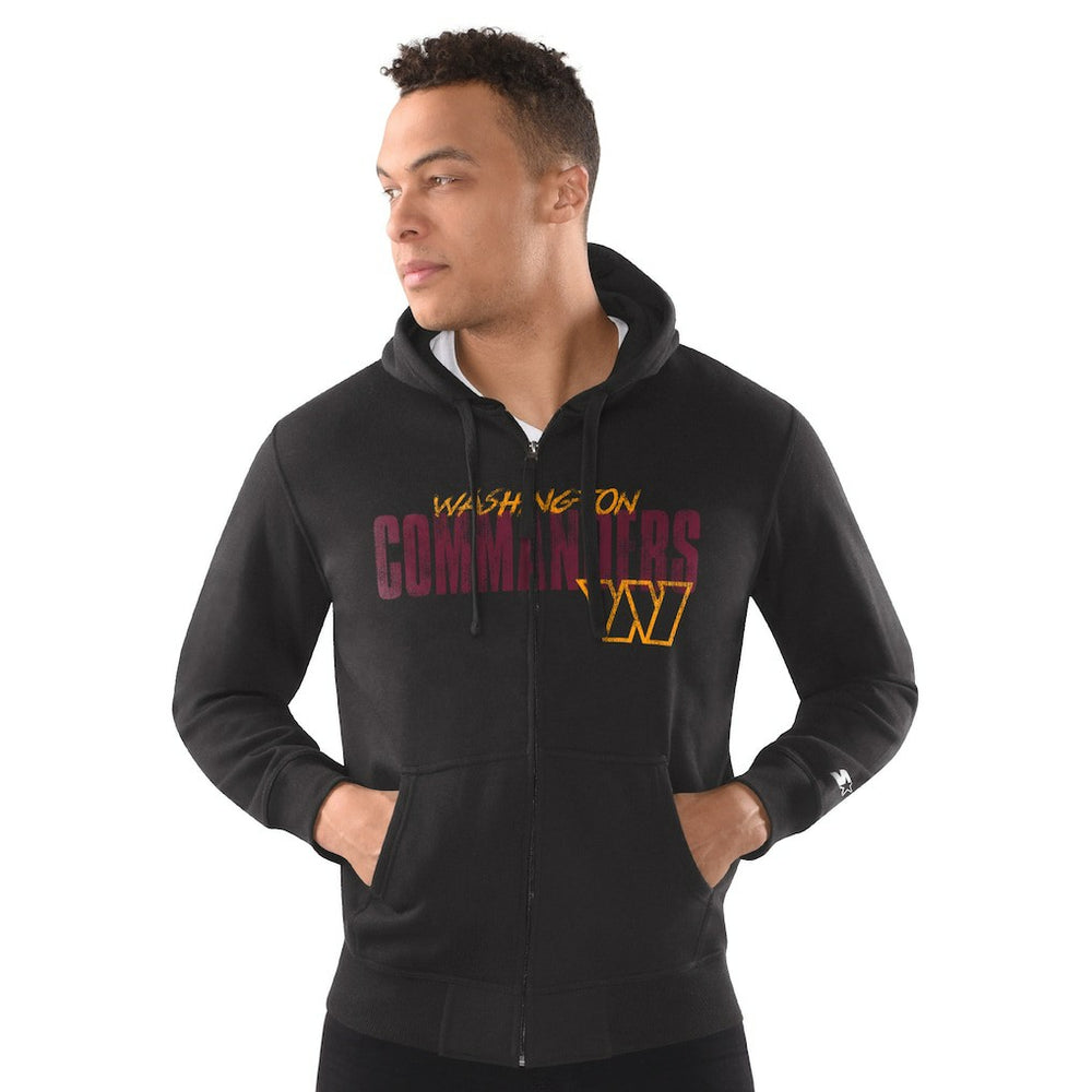Washington Commanders Starter Distressed Classic Full-Zip Hoodie Black
