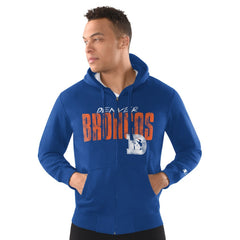 Denver Broncos Starter Distressed Classic Full-Zip Hoodie Royal