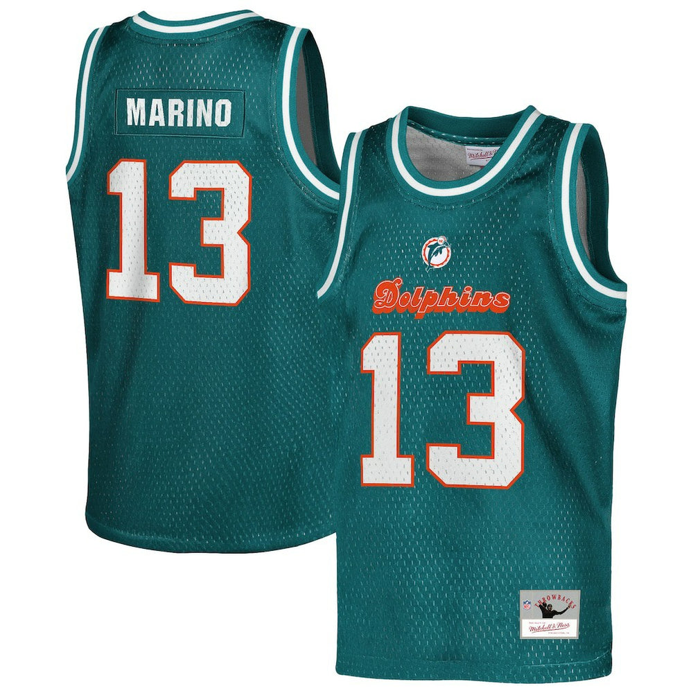 NFL Dan Marino Miami Dolphins Youth Retired Player NFL Basketball Fashion Jersey - Aqua cheap