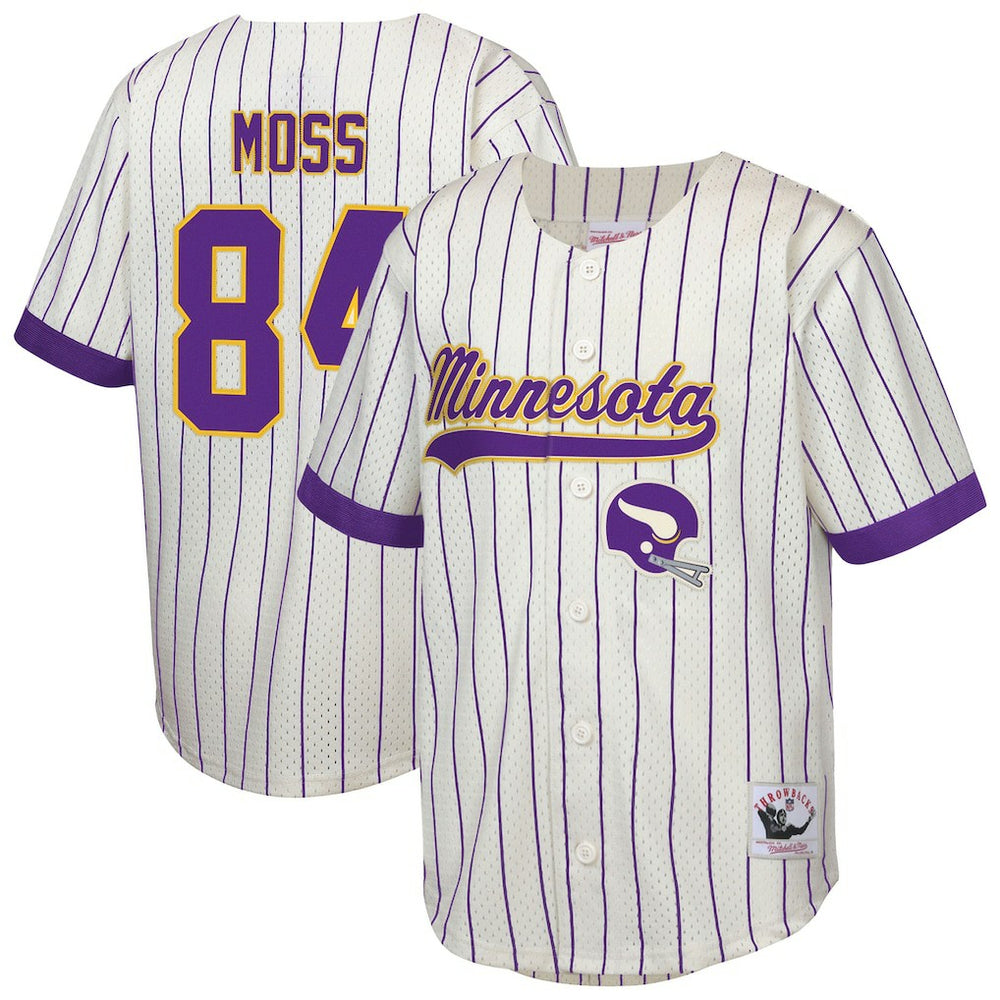 NFL Randy Moss Minnesota Vikings Youth Retired Player Name & Number Baseball Jersey - Cream cheap