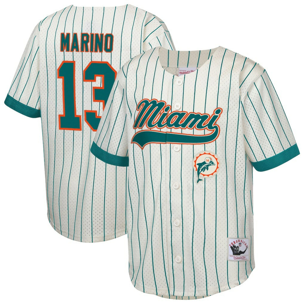 NFL Dan Marino Miami Dolphins Youth Retired Player Name & Number Baseball Jersey - Cream sale