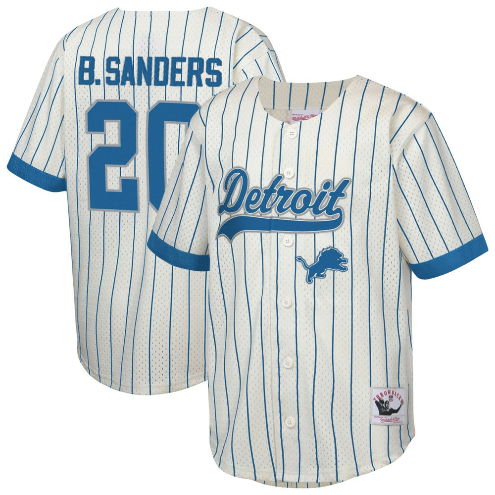NFL Barry Sanders Detroit Lions Youth Retired Player Name & Number Baseball Jersey - Cream cheap