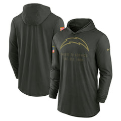 Los Angeles Chargers 2025 Salute to Service Sideline Dri-FIT Lightweight Hooded Pullover Forest Green