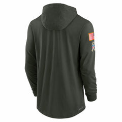 Detroit Lions 2025 Salute to Service Sideline Dri-FIT Lightweight Hooded Pullover Forest Green