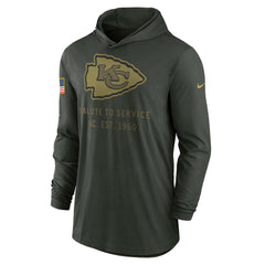 Kansas City Chiefs 2025 Salute to Service Sideline Dri-FIT Lightweight Hooded Pullover Forest Green