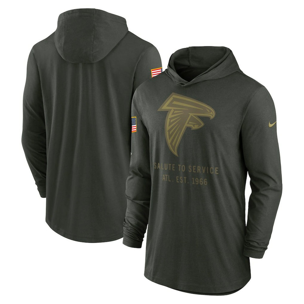 Atlanta Falcons 2025 Salute to Service Sideline Dri-FIT Lightweight Hooded Pullover Forest Green