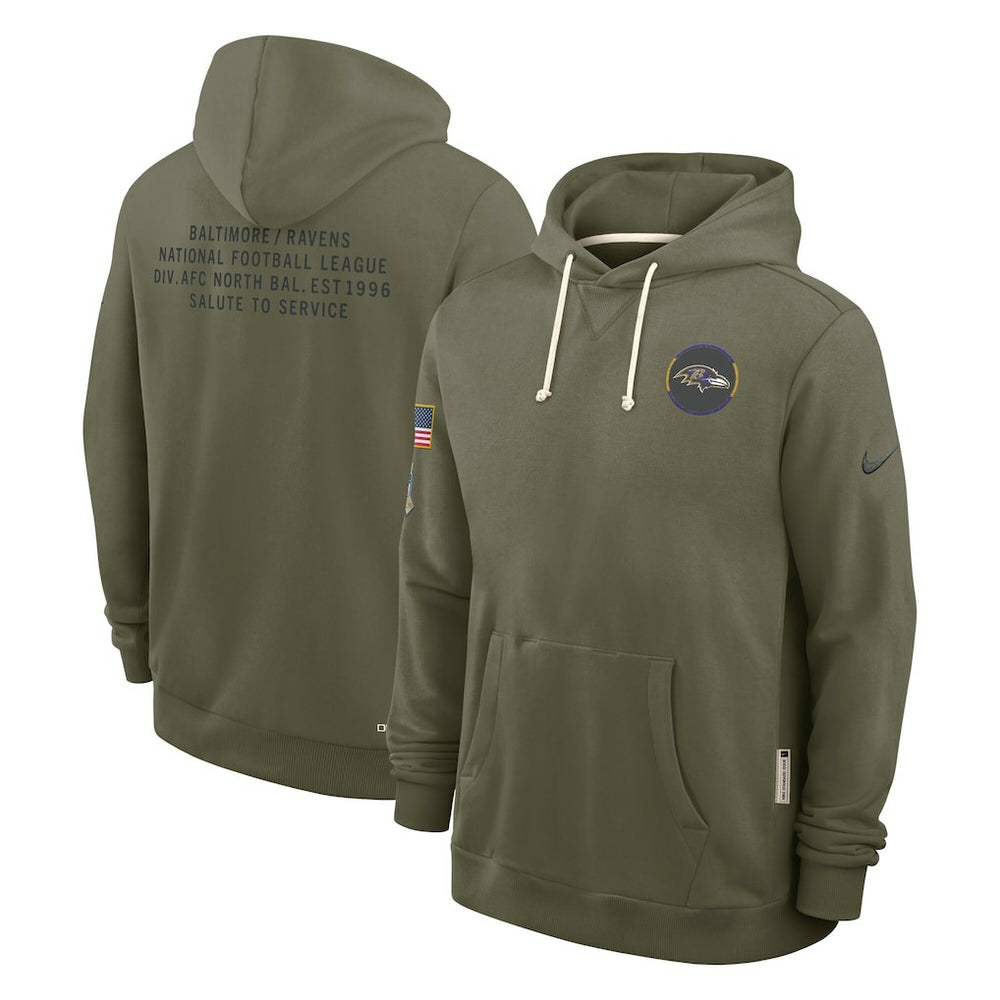 Baltimore Ravens 2025 Salute to Service Sideline Standard Issue Dri-FIT Hoodie Olive