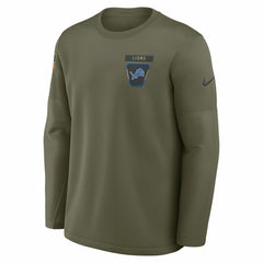 Detroit Lions 2025 Salute to Service Sideline Coaches Therma-FIT Long Sleeve Shirt Olive