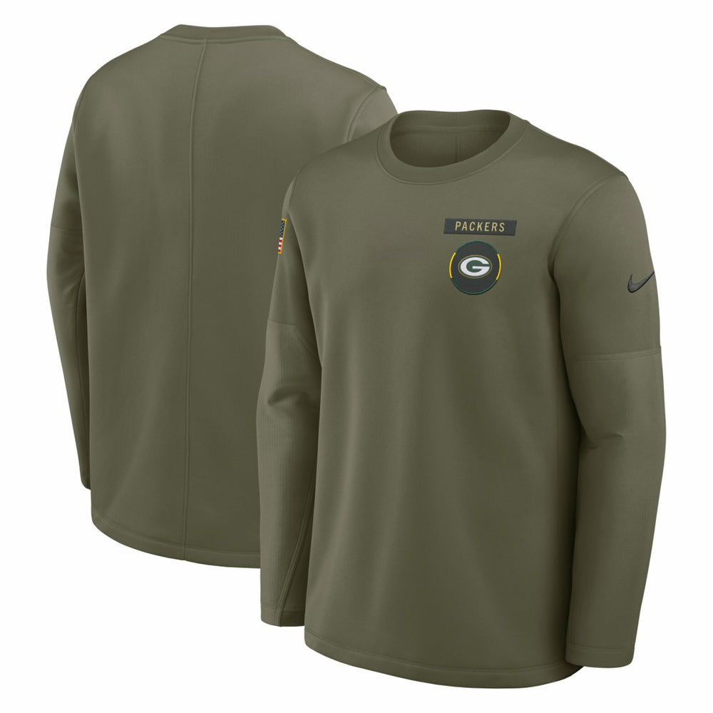 Green Bay Packers 2025 Salute to Service Sideline Coaches Therma-FIT Long Sleeve Shirt Olive