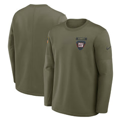 New York Giants 2025 Salute to Service Sideline Coaches Therma-FIT Long Sleeve Shirt Olive