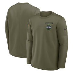 Seattle Seahawks 2025 Salute to Service Sideline Coaches Therma-FIT Long Sleeve Shirt Olive