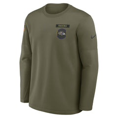 Baltimore Ravens 2025 Salute to Service Sideline Coaches Therma-FIT Long Sleeve Shirt Olive