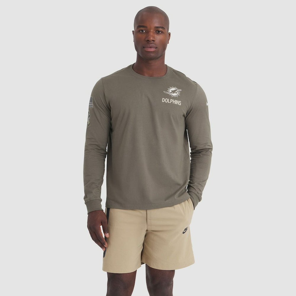 Miami Dolphins 2025 Salute to Service Sideline Long Sleeve T-Shirt Olive