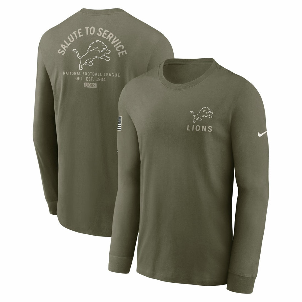Detroit Lions 2025 Salute to Service Sideline Long Sleeve T-Shirt Olive